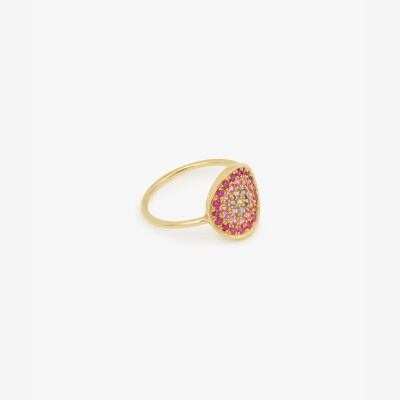Sophie d'Agon Yellowstone 1 Rouge ring in yellow gold, pink sapphires, violet sapphires, rubies and yellow sapphires