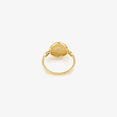 Sophie d'Agon Yellowstone 2 Cognac Ring in yellow gold, featuring cognac sapphires, yellow sapphires, navy blue sapphires, and emeralds