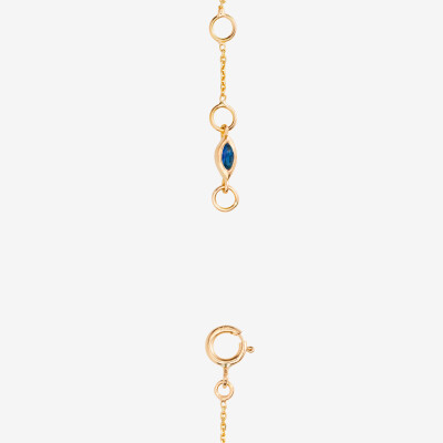 Sophie d'Agon Yellowstone 1 Blue bracelet in yellow gold, featuring navy blue sapphires, sky blue sapphires, and pink sapphires.