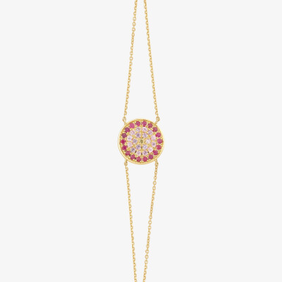 Sophie d'Agon Yellowstone 1 Red Bracelet in yellow gold, rubies, pink sapphires, purple sapphires, and a yellow sapphire
