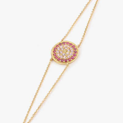 Sophie d'Agon Yellowstone 1 Red Bracelet in yellow gold, rubies, pink sapphires, purple sapphires, and a yellow sapphire