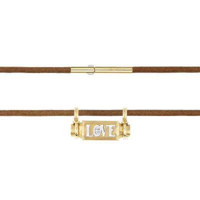 Marie Lichtenberg Smash Locket Love Necklace in yellow gold and diamonds on a 44cm micro lasso chain