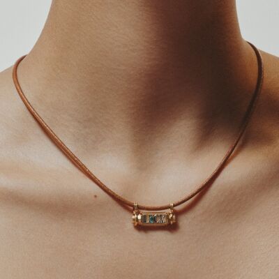 Marie Lichtenberg Smash Locket Luck Necklace in yellow gold and emerald on a 44cm micro lasso chain