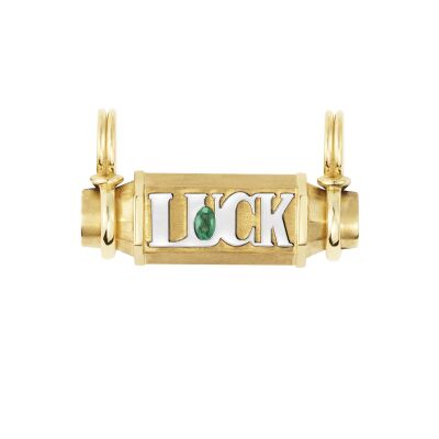 Marie Lichtenberg Smash Locket Luck Necklace in yellow gold and emerald on a 44cm micro lasso chain