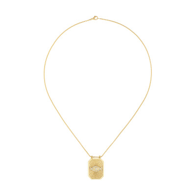 Marie Lichtenberg Scapulaire Eye Necklace in yellow gold and diamonds, 44 cm