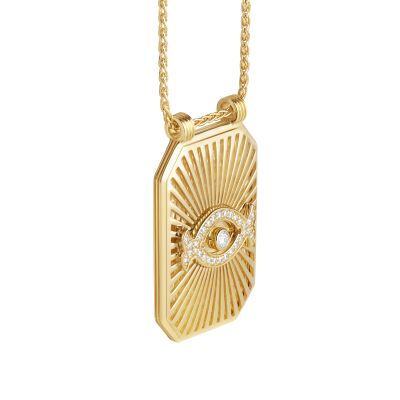 Marie Lichtenberg Scapulaire Eye Necklace in yellow gold and diamonds, 44 cm