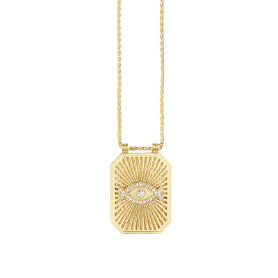 Marie Lichtenberg Scapulaire Eye Necklace in yellow gold and diamonds, 44 cm