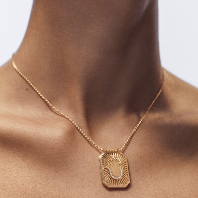 Collier Marie Lichtenberg Scapulaire Main en or jaune et diamants 44cm