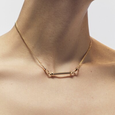 Pendentif Connector Medium Marie Lichtenberg en or jaune sur chaine gourmette 37cm