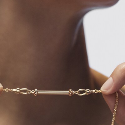 Pendentif Connector Medium Marie Lichtenberg en or jaune sur chaine gourmette 37cm