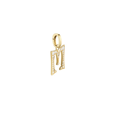 Pendentif Marie Lichtenberg Letter Pavée ( A,B,D,E,G,H,K,M,N,P,R,W,X,Z ) 17.5mm en or jaune et diamants