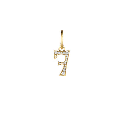 Pendentif Marie Lichtenberg Number Pavée en or jaune et diamants 17.5mm