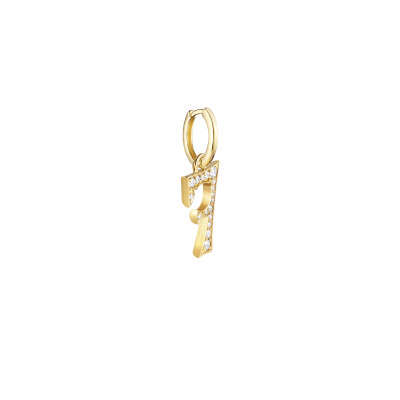 Pendentif Marie Lichtenberg Number Pavée en or jaune et diamants 17.5mm