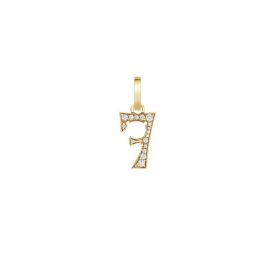 Pendentif Marie Lichtenberg Number Pavée en or jaune et diamants 17.5mm