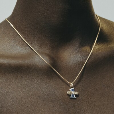 Marie Lichtenberg One Pendant in yellow gold, white gold, and sapphire