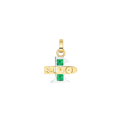Marie Lichtenberg One Pendant in yellow gold, white gold, and emerald