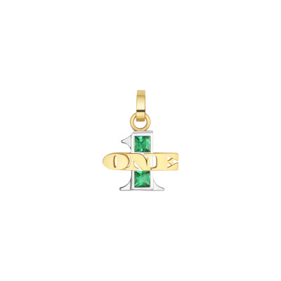 Marie Lichtenberg One Pendant in yellow gold, white gold, and emerald