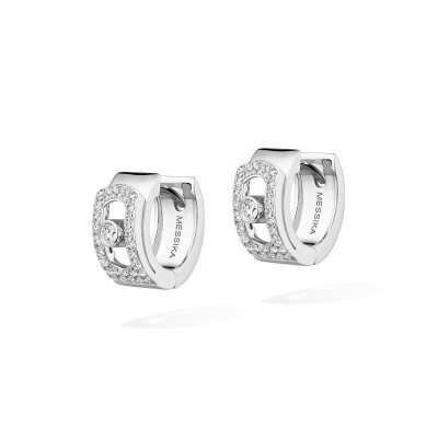 Boucles d'oreilles créoles Messika Move Noa Pavées en or blanc et diamants