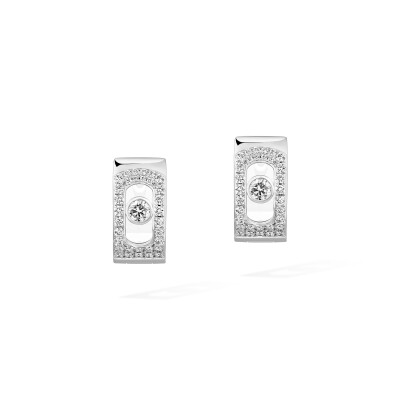 Boucles d'oreilles créoles Messika Move Noa Pavées en or blanc et diamants