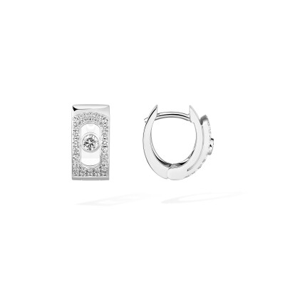 Boucles d'oreilles créoles Messika Move Noa Pavées en or blanc et diamants