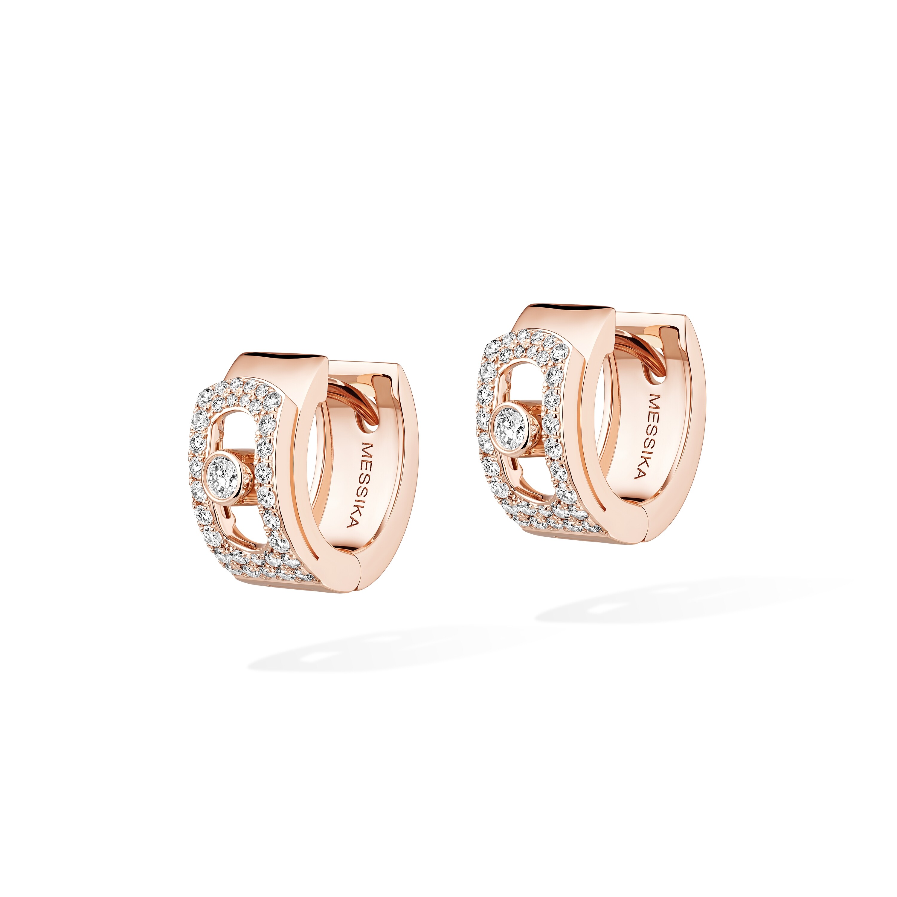 Boucles d'oreilles créoles Messika Move Noa Pavées en or rose et diamants