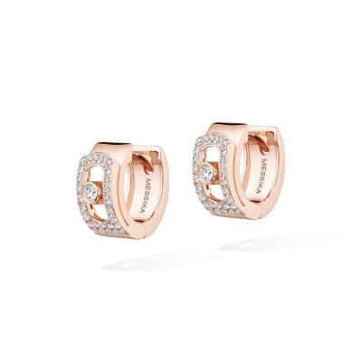 Boucles d'oreilles créoles Messika Move Noa Pavées en or rose et diamants