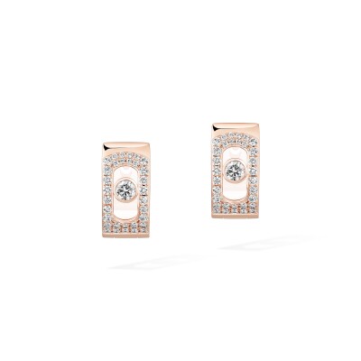 Boucles d'oreilles créoles Messika Move Noa Pavées en or rose et diamants