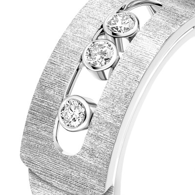 Bague Messika Move Noa Grand Modèle Ciselé en or blanc et diamants