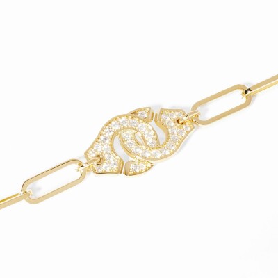 Bracelet sur chaine dinh van Menottes XL en or jaune et diamants