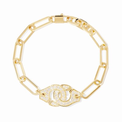 Bracelet sur chaine dinh van Menottes XL en or jaune et diamants