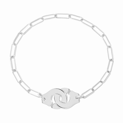 Bracelet sur chaine dinh van Menottes moyen modèle en or blanc