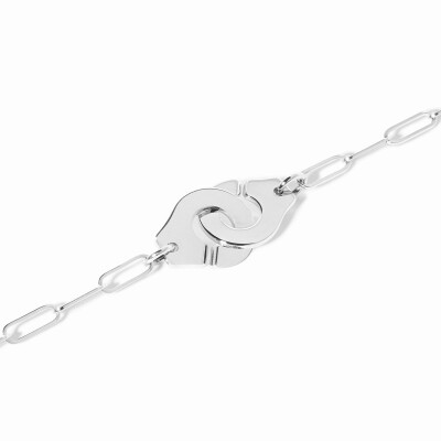Bracelet sur chaine dinh van Menottes moyen modèle en or blanc