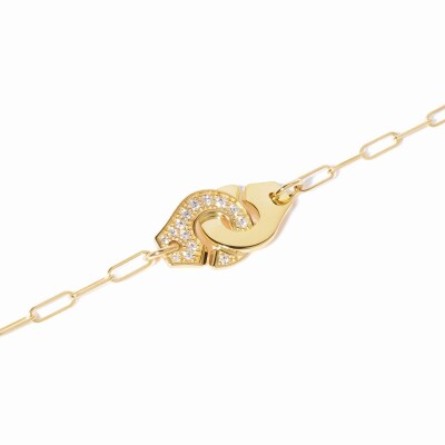 Bracelet sur chaîne Menottes dinh van petit modèle en or jaune et diamant