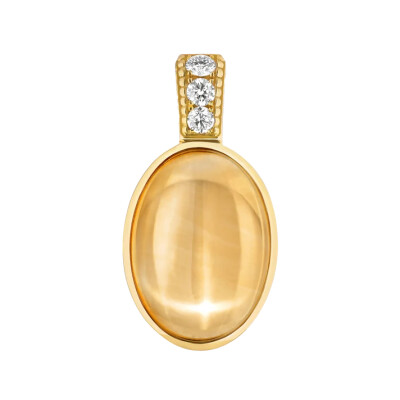 Pendentif Viltier Talisman Cabochon en or jaune, Citrine et diamants