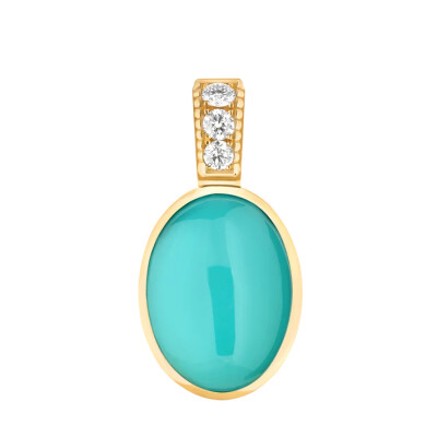 Pendentif Viltier Talisman Cabochon en or jaune, Citrine et diamants
