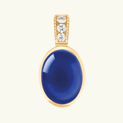 Pendentif Viltier Talisman Cabochon en or jaune, Lapis-Lazuli et diamants