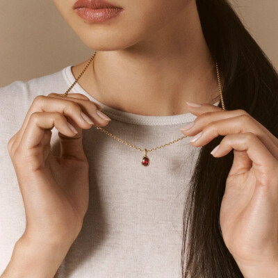 Viltier July Birthstone Pendant in Yellow Gold and Rubies
