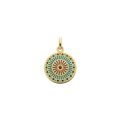 Médaille Arthus Bertrand Notre Dame de Paris Nord 18 mm émail turquoise violet translucide or jaune