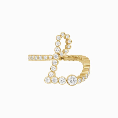 Sophie Bille Brahe “Letter of Light” Ring, Set L, in yellow gold and diamonds