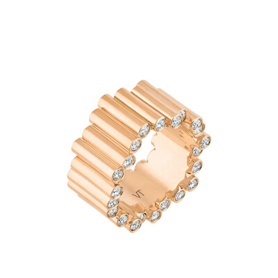 Bague Viltier Edge large en or rose et diamants