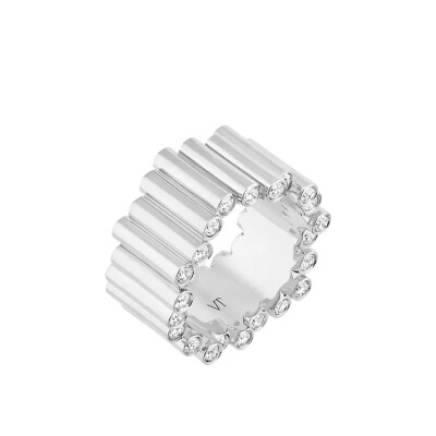 Bague Viltier Edge large en or blanc et diamants