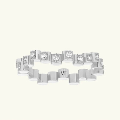 Bague Viltier Edge Mini Pavé en or blanc et diamants