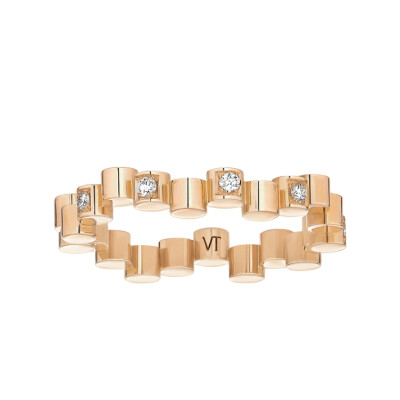 Bague Viltier Edge Mini semi pavé en or rose et diamants