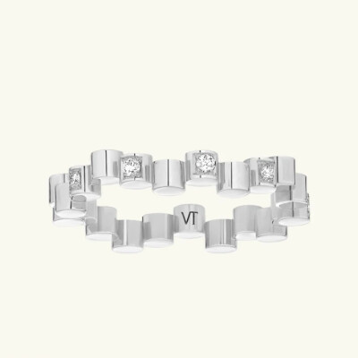 Bague Viltier Edge Mini semi pavé en or blanc et diamants