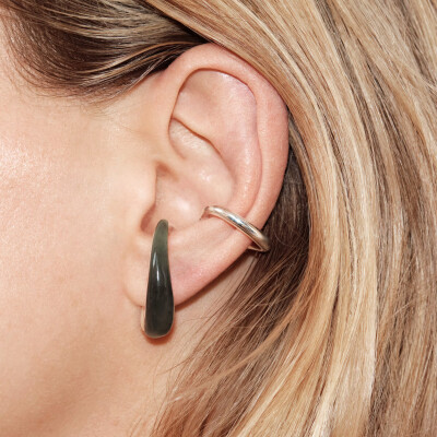 Mono boucle d'oreille Charlotte CHESNAIS Mirage blow Jade en argent et Jade