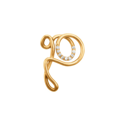 Collier Charlotte CHESNAIS Alphajoaillerie Lettre P en or jaune et diamants