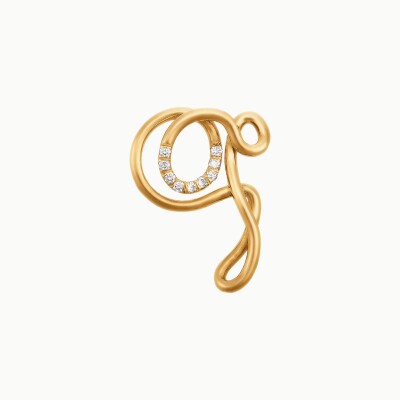 Collier Charlotte CHESNAIS Alphajoaillerie Lettre Q en or jaune et diamants