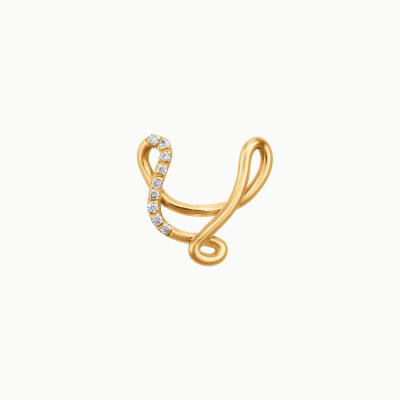 Collier Charlotte CHESNAIS Alphajoaillerie Lettre V en or jaune et diamants
