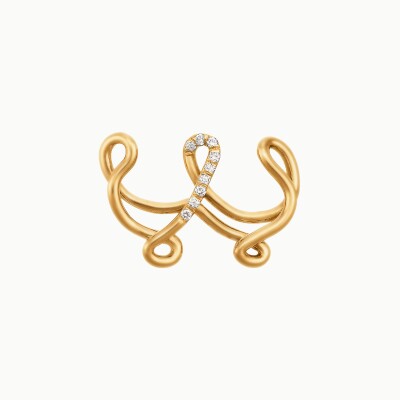 Collier Charlotte CHESNAIS Alphajoaillerie Lettre W en or jaune et diamants