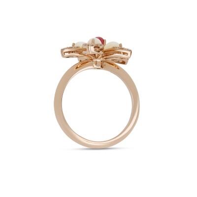 Bague Roberto Coin Tiaré en or rose , nacre, rubellite et diamants